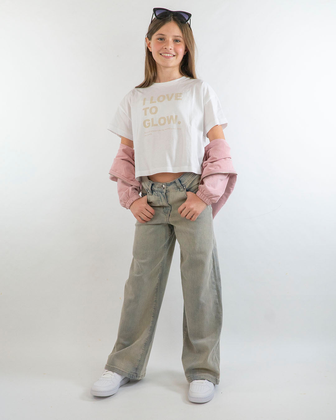 T-shirt corta e larga con scritta  I DO