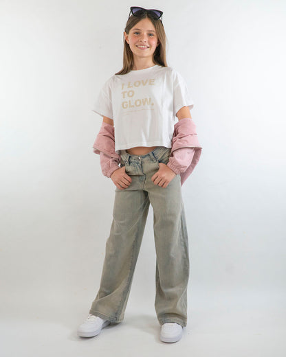 T-shirt corta e larga con scritta  I DO