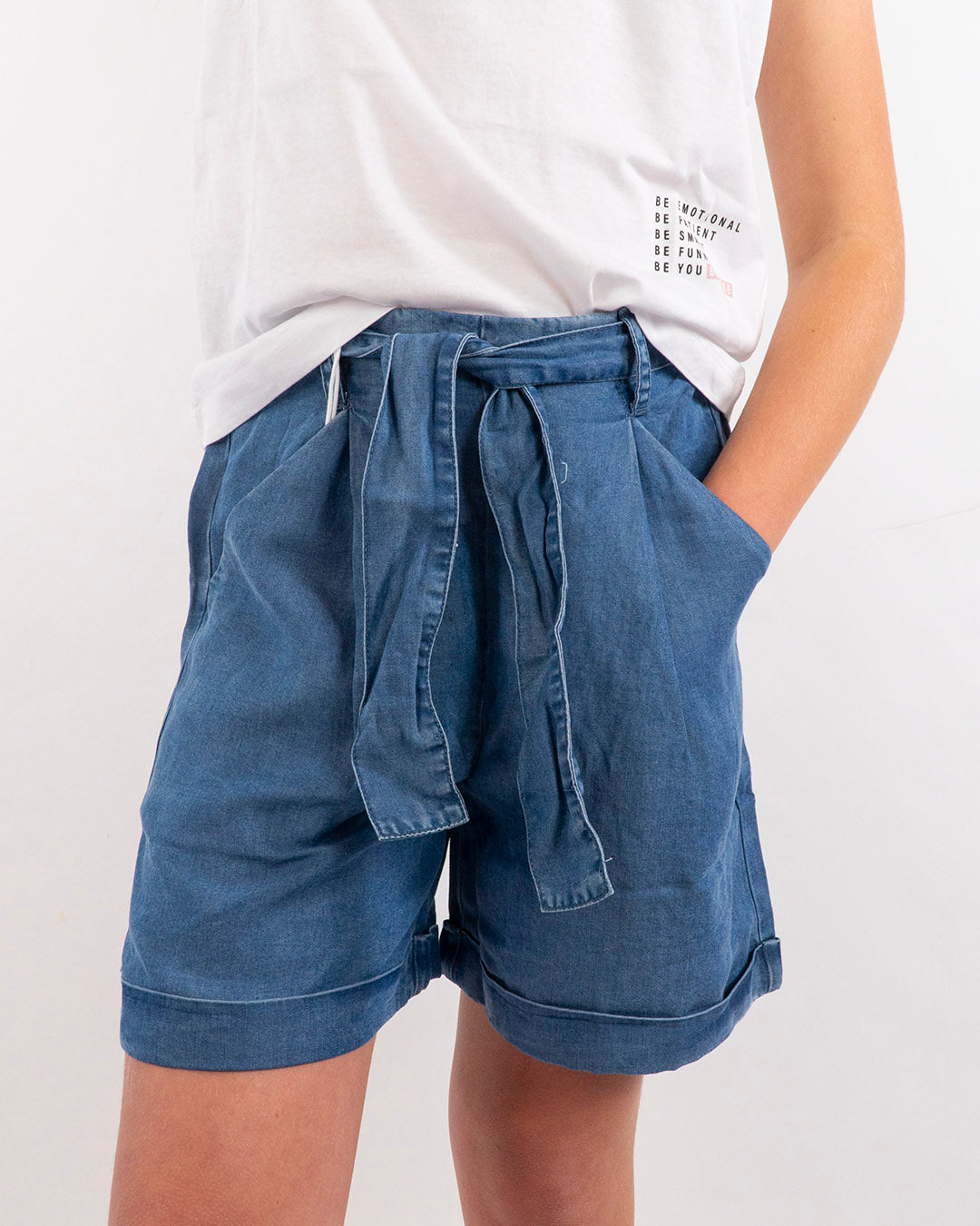 Shorts in tela jeans con fusciacca I DO