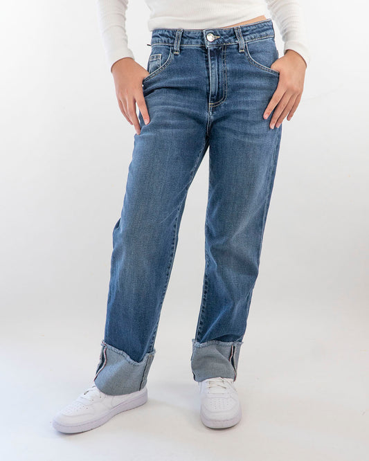 Jeans con risvolto Please
