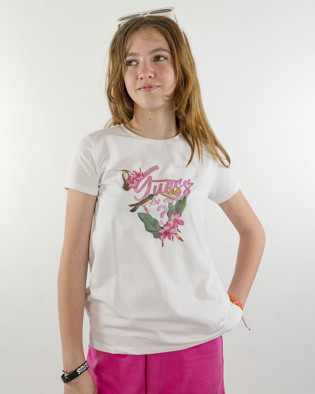 T-shirt manica corta con stampa glitter