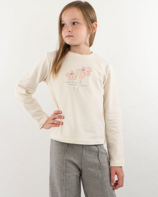 T-shirt manica lunga con fiore ricamato MAYORAL