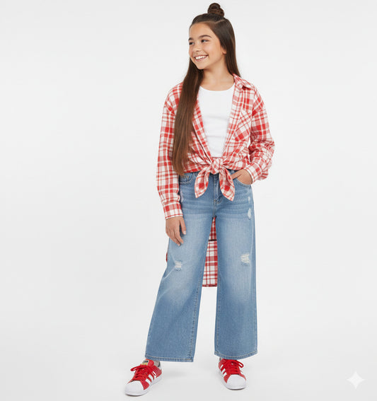 Jeans largo con finti strappi art.4G729-7300 I DO