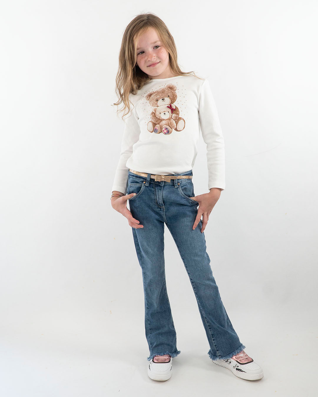 Jeans largo con pinces e cinturina I DO