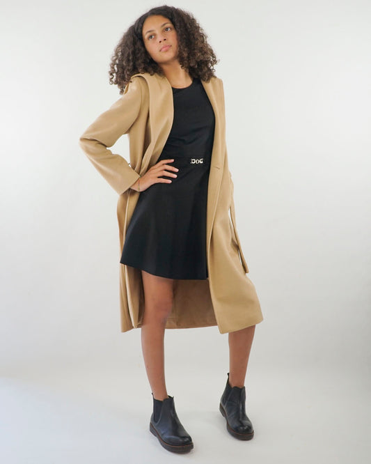 Cappotto in tessuto operato con cappuccio KOCCA