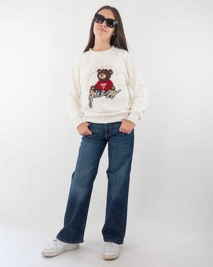 Felpa oversize fit felpata con orsettoGUESS