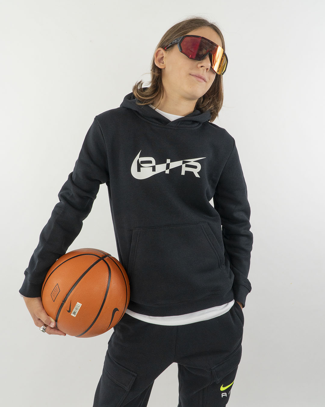 Felpa chiusa felpata con logo bianco NIKE
