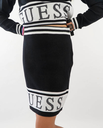 Gonna in maglia con logo laminato