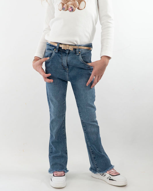 Jeans largo con pinces e cinturina I DO