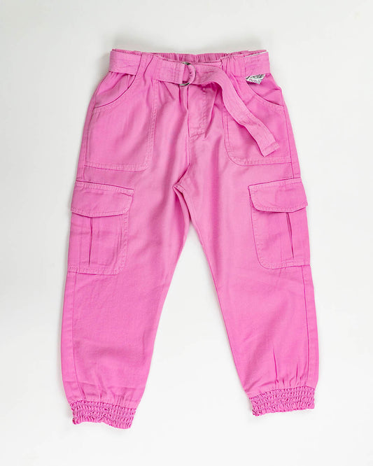 Pantaloni lunghi in cotone tencel con cinturina