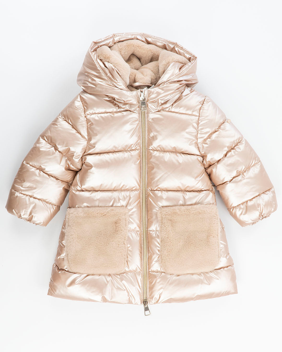 Giaccone lungo imbottito con tasche in pelo I DO