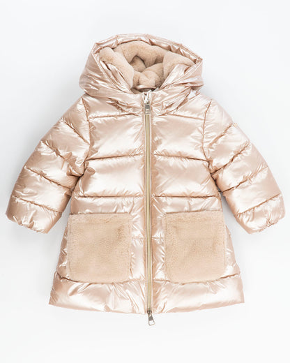 Giaccone lungo imbottito con tasche in pelo I DO