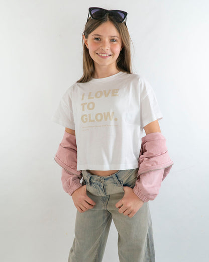 T-shirt corta e larga con scritta  I DO