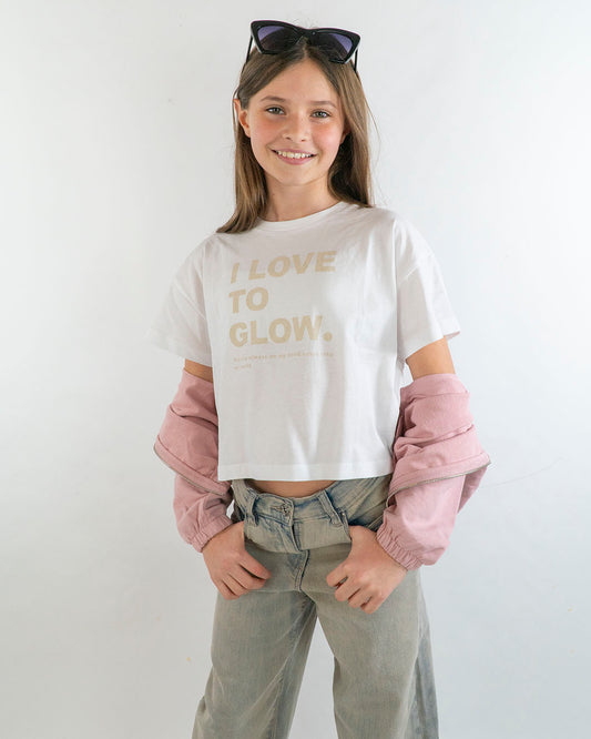 T-shirt corta e larga con scritta  I DO