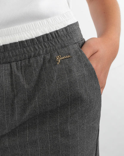 Pantaloni larghi gessati con elastico in vitaGUESS