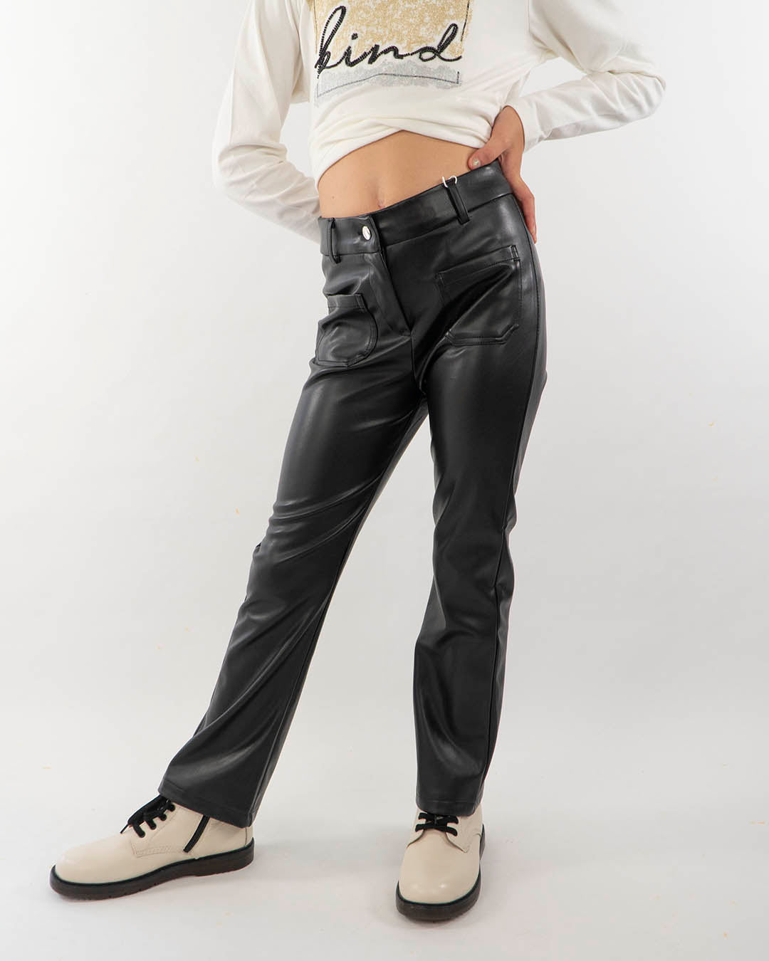 Pantalone lungo ecopelle