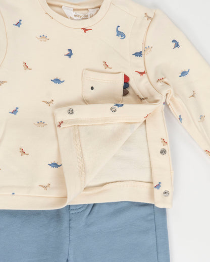 Completo 2 pz. felpato con baby dinosauri MAYORAL