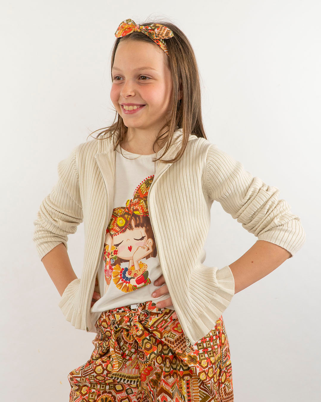 Cardigan a coste con zip e cappuccio