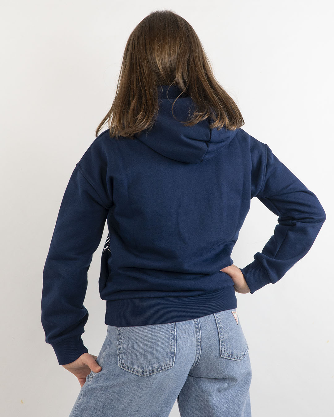 Felpa chiusa felpata con strass GUESS