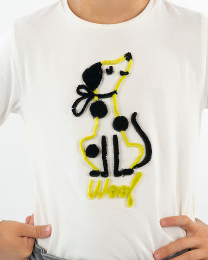 T-shirt manica lunga con cane ricamato MAYORAL