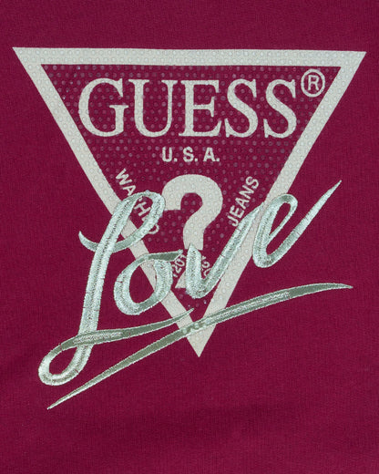 Felpa girocollo felpata con logo dorato GUESS