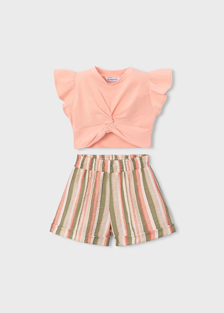 Completo con top e short a righe  MAYORAL