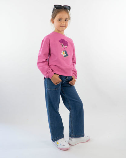 Felpa con applicazioni jeans e riccioline MAYORAL