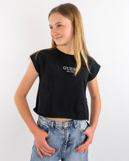 T-shirt larga con logo ricamato GUESS