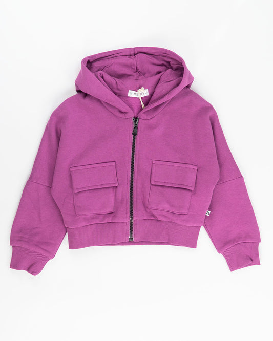 Felpa corta e larga felpata con zip MELBY