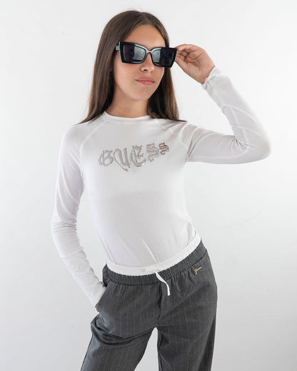 T-shirt manica lunga con logo in rilievo GUESS