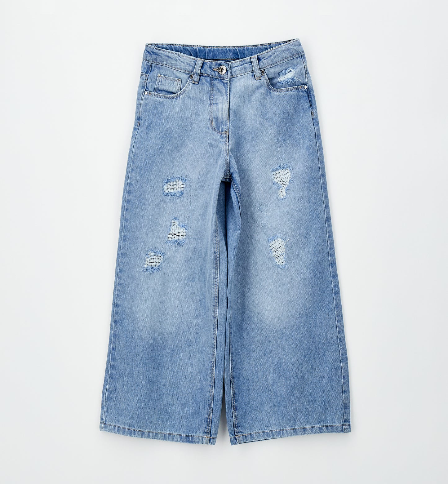 Jeans largo con finti strappi art.4G729-7300 I DO