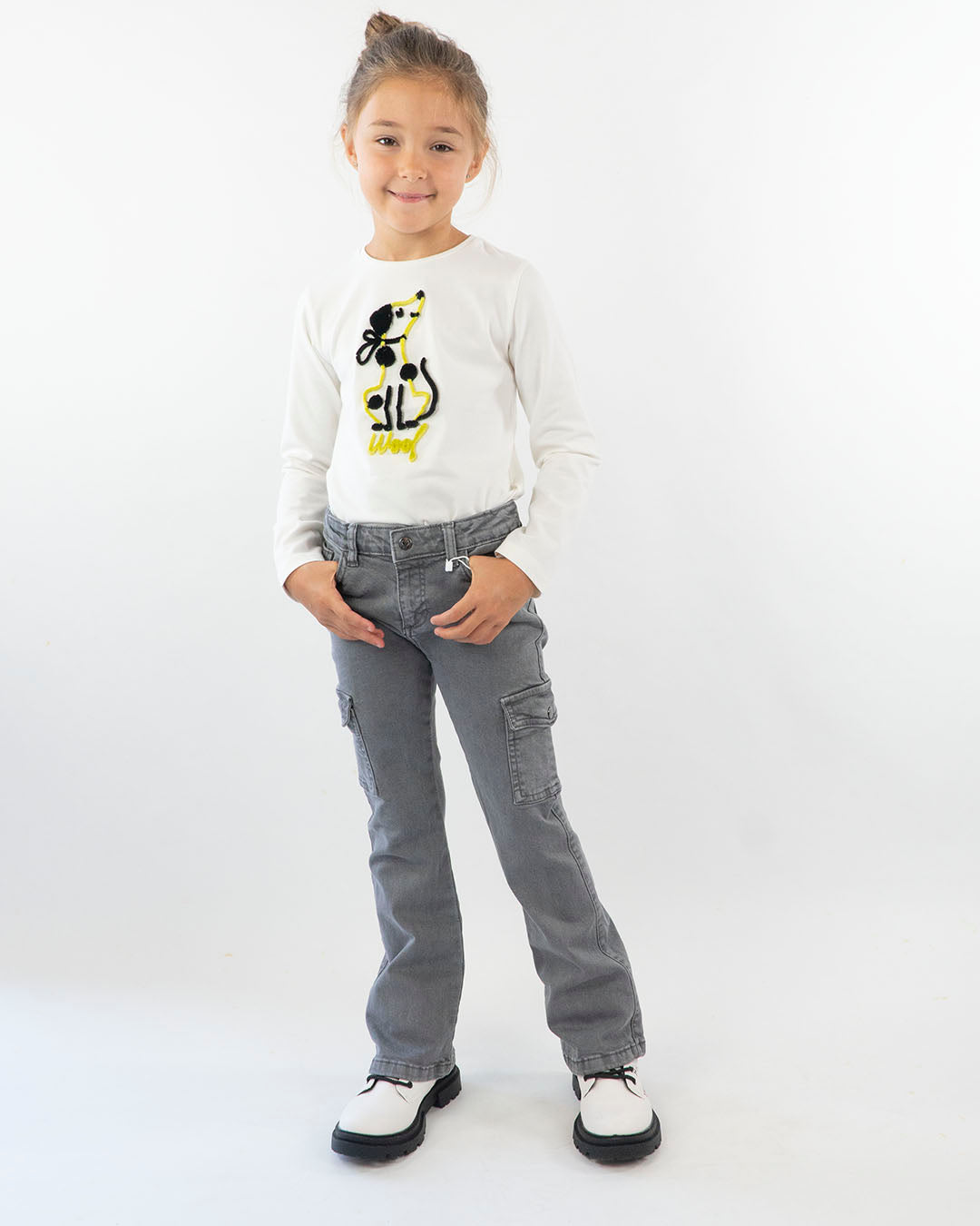 T-shirt manica lunga con cane ricamato MAYORAL