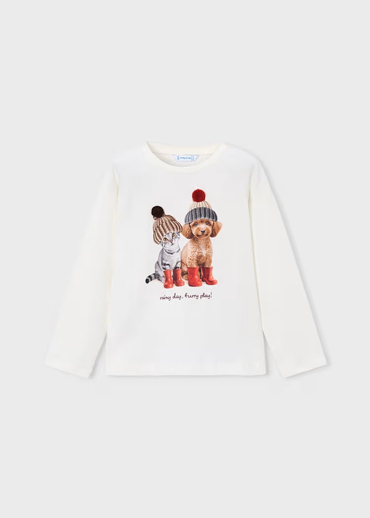 T-shirt con gatti con berretti art.4.031-95MAYORAL