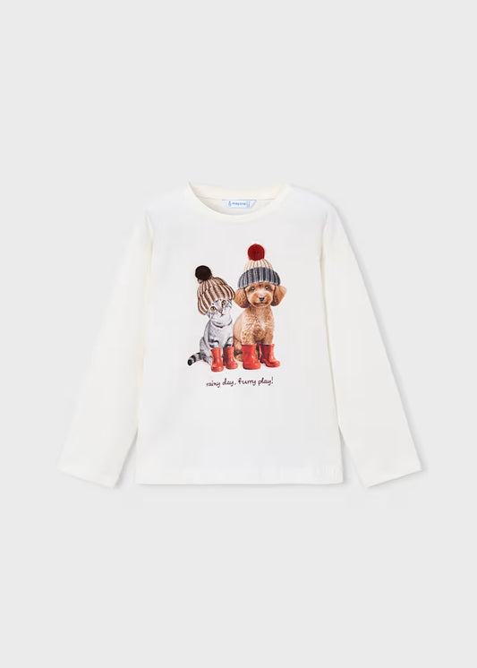 T-shirt con gatti con berretti art.4.031-95MAYORAL