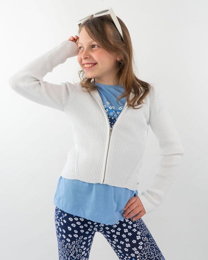 Cardigan a costine con cappuccio