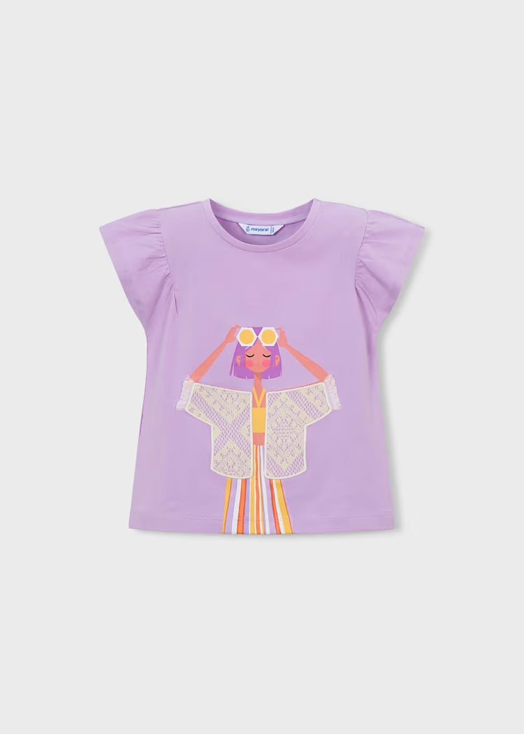 T-shirt con inserto in pizzo art.3007-81 MAYORAL