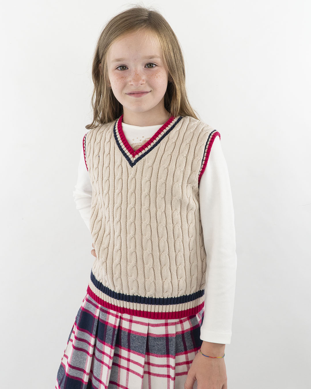 Gilet smanicato a trecce e scollo a V I DO