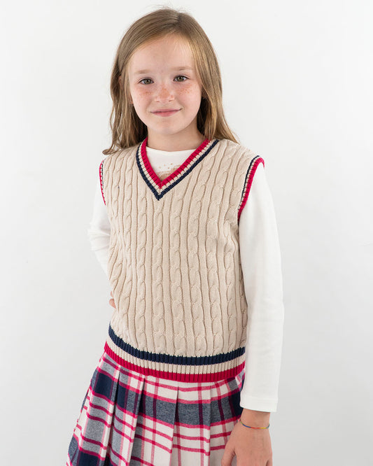 Gilet smanicato a trecce e scollo a V I DO
