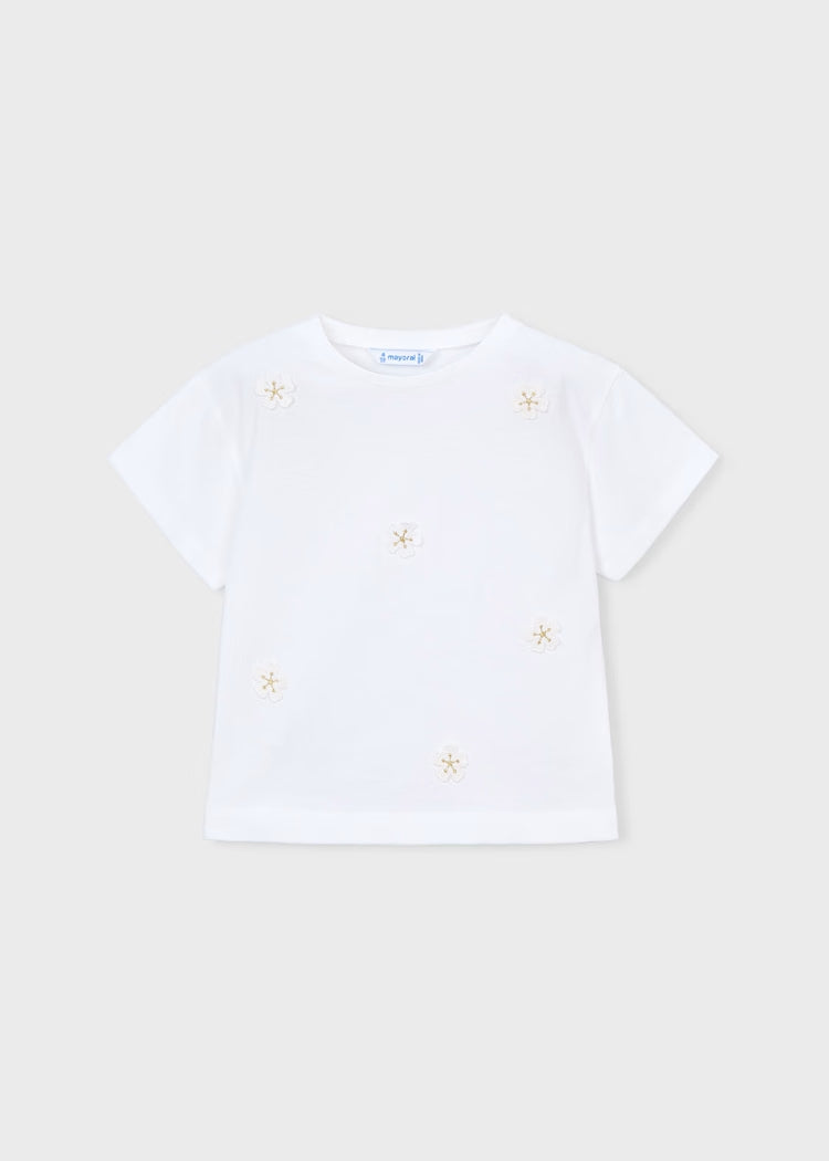 T-shirt con fiori applicati art.3013-10 MAYORAL