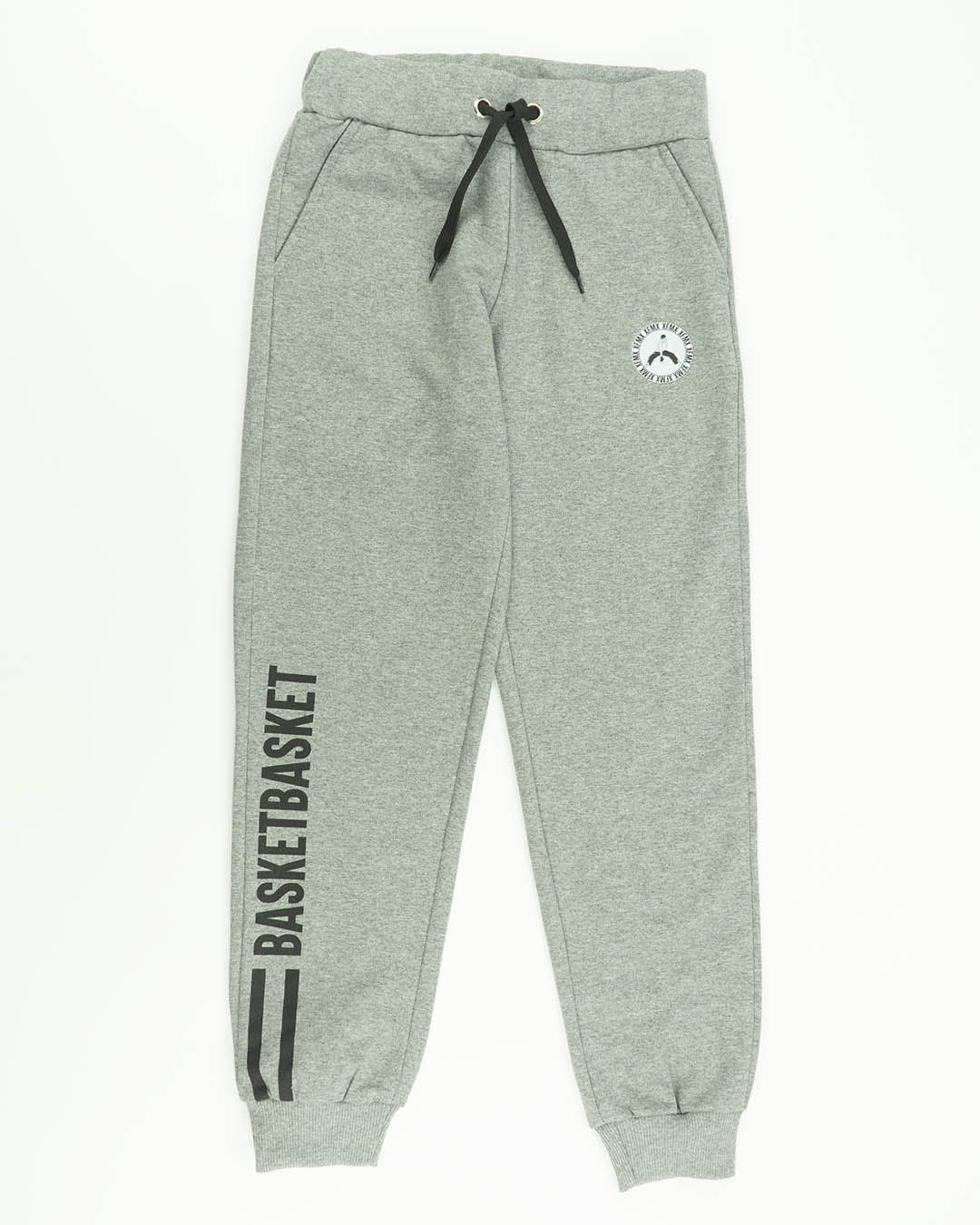Pantaloni felpati con scritta sulla gamba FKM