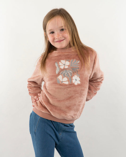 Pullover in pelo con fiori e pailettes MAYORAL