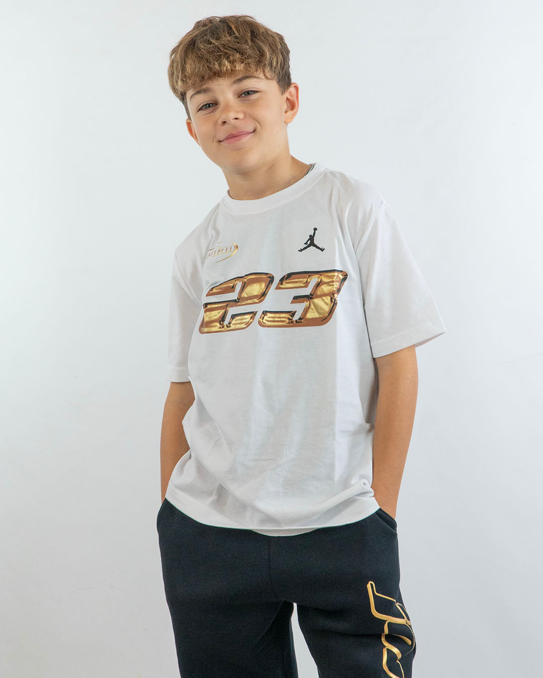 T-shirt manica corta con numero dorato JORDAN