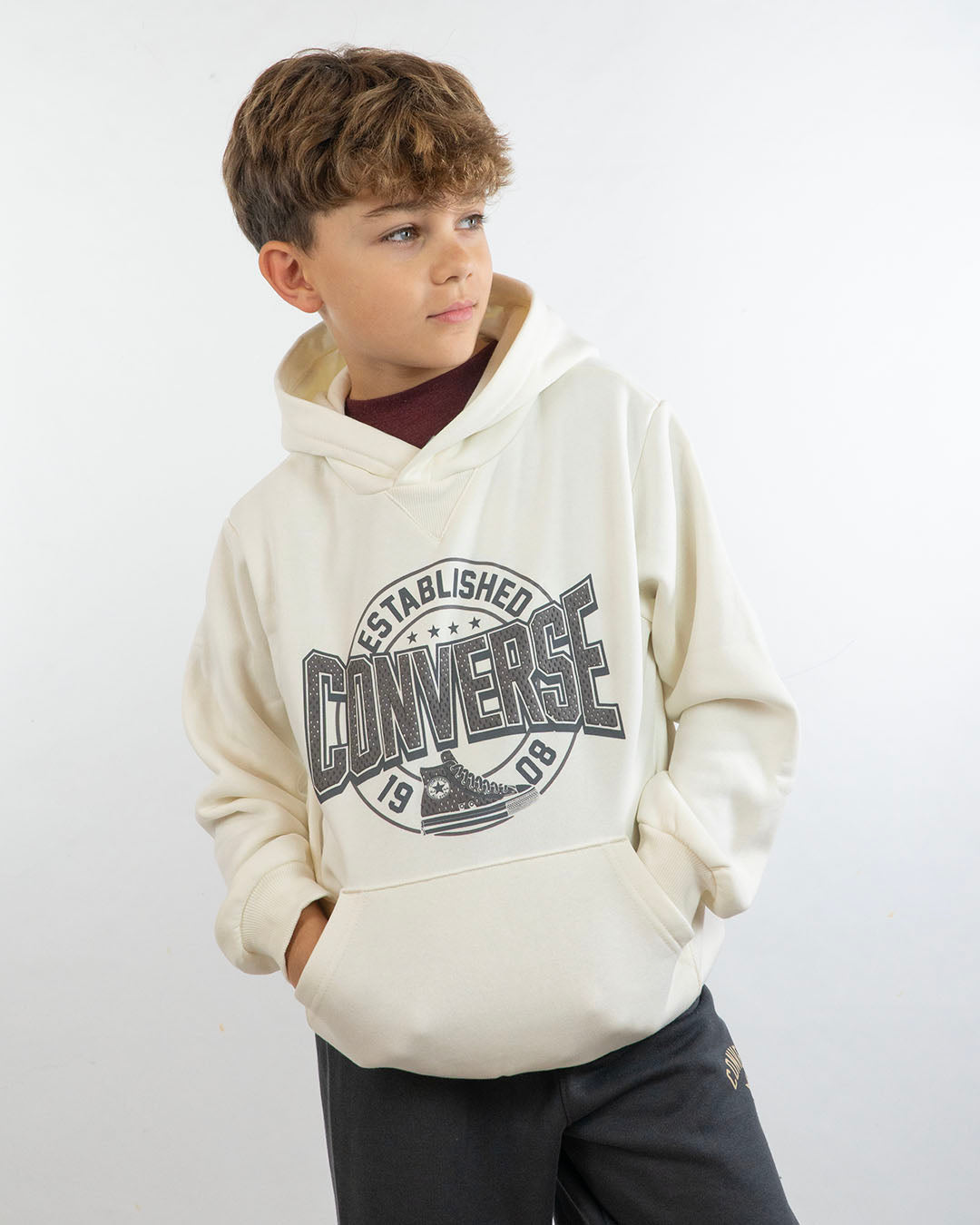 Felpa chiusa felpata con scritta gommata CONVERSE