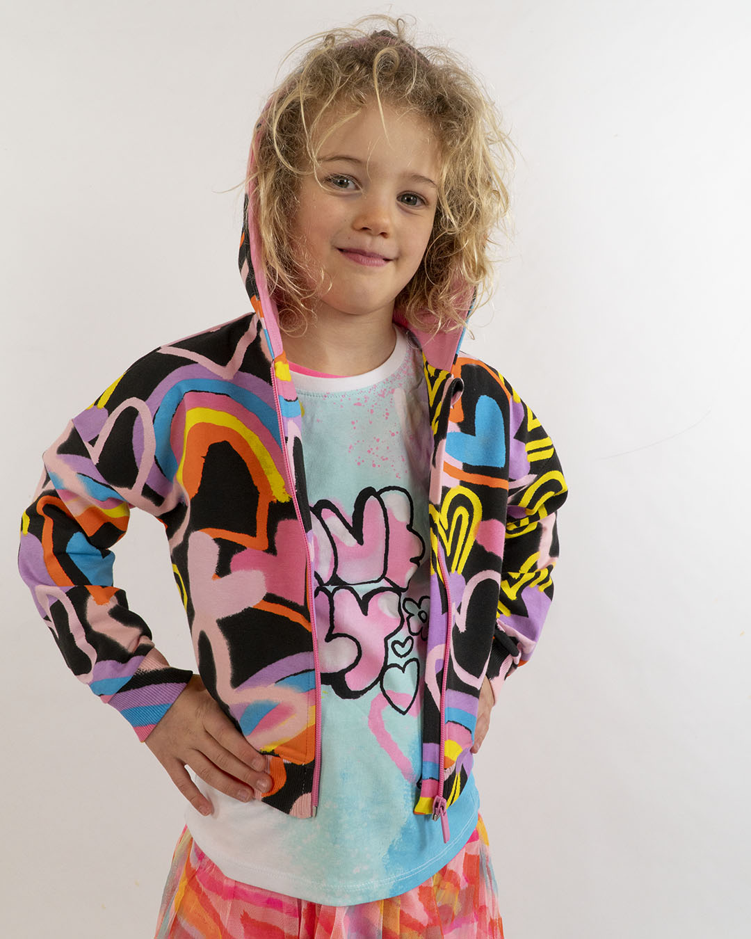 Felpa in cotone con cuori multicolor TUC TUC