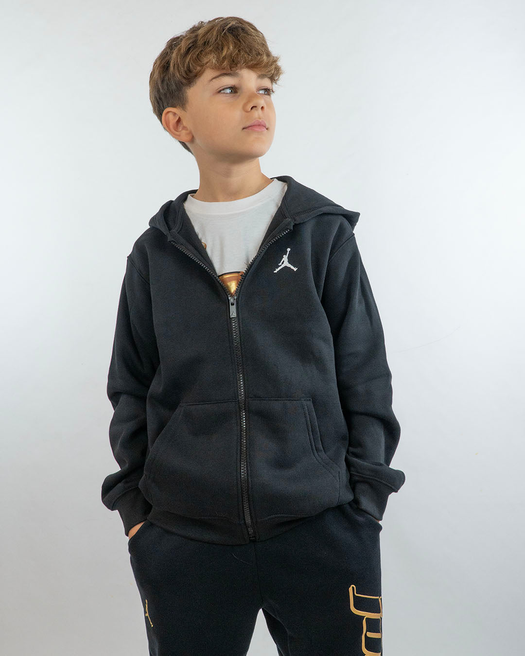 Felpa con zip e cappuccio felpata JORDAN