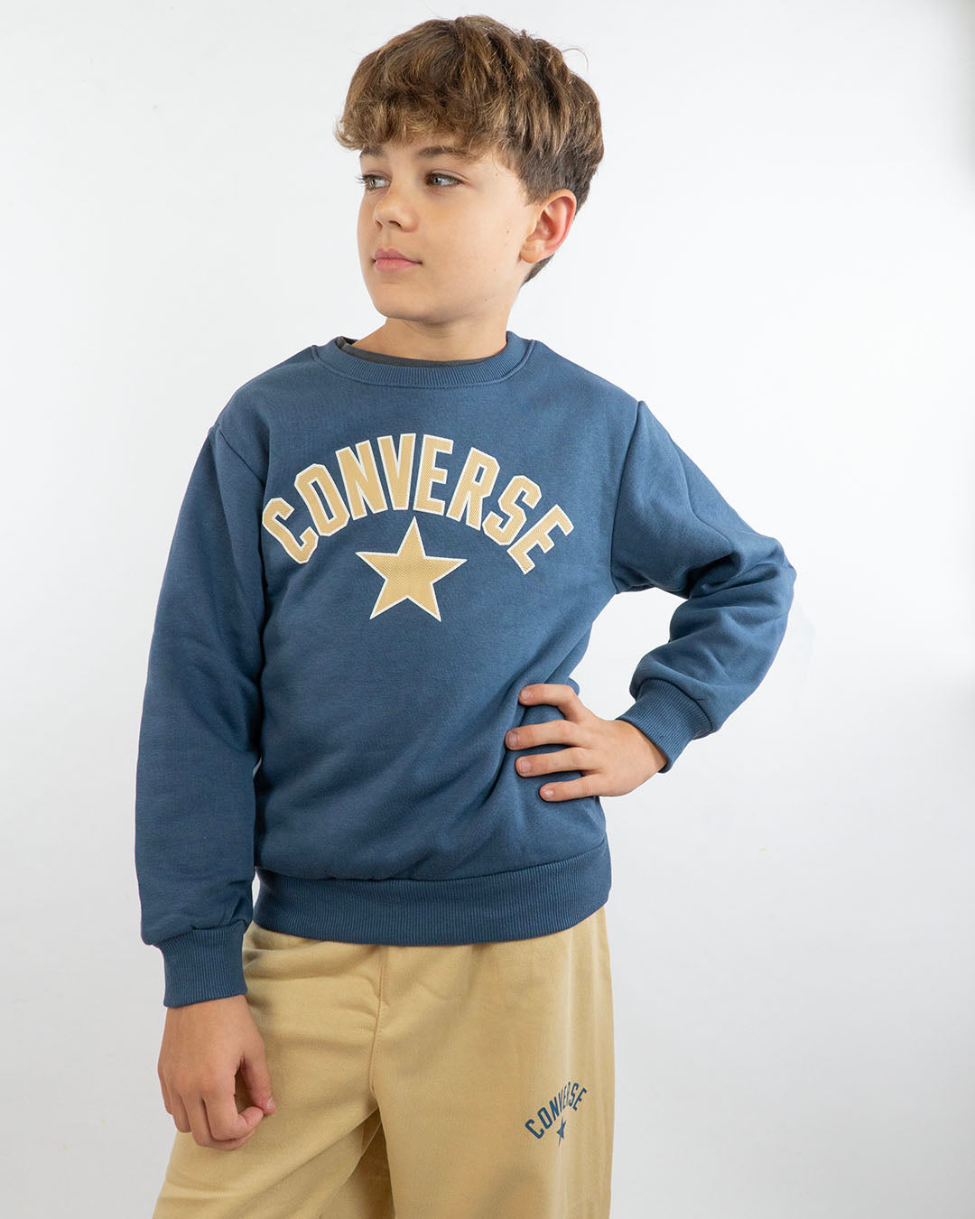 Tuta bicolor felpata con logo e stella CONVERSE