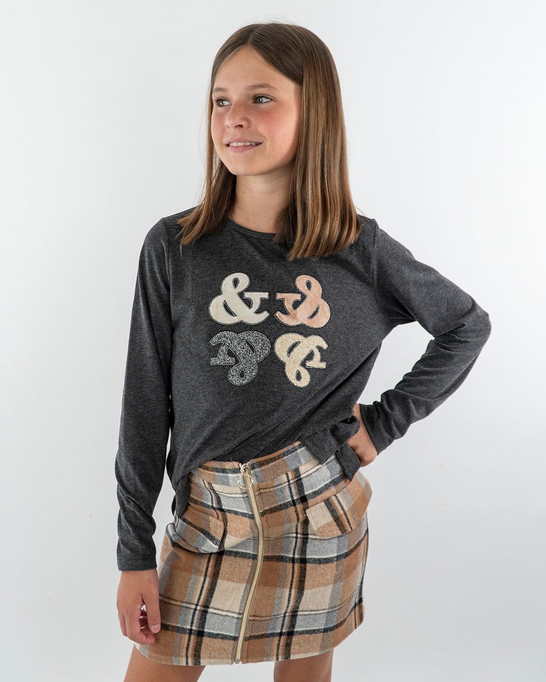 T-shirt manica lunga con ricamo glitterato MAYORAL