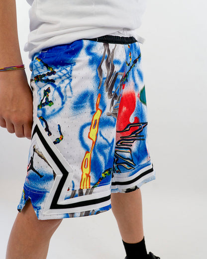 Pantaloncino tipo basket a fantasia bluette JORDAN