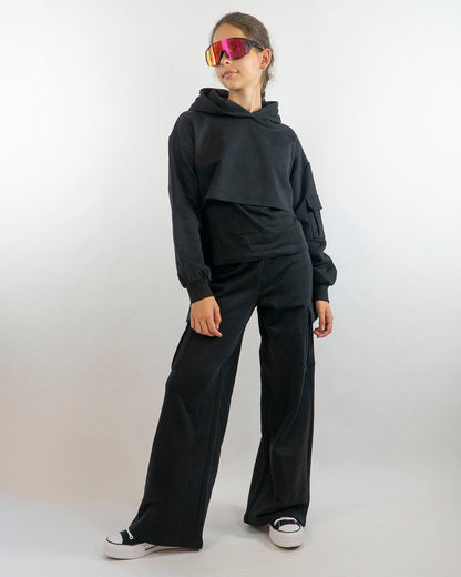 Completo 3 pz.con t-shirt, felpa e panta cargo IDO
