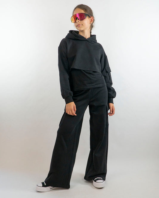 Completo 3 pz.con t-shirt, felpa e panta cargo IDO